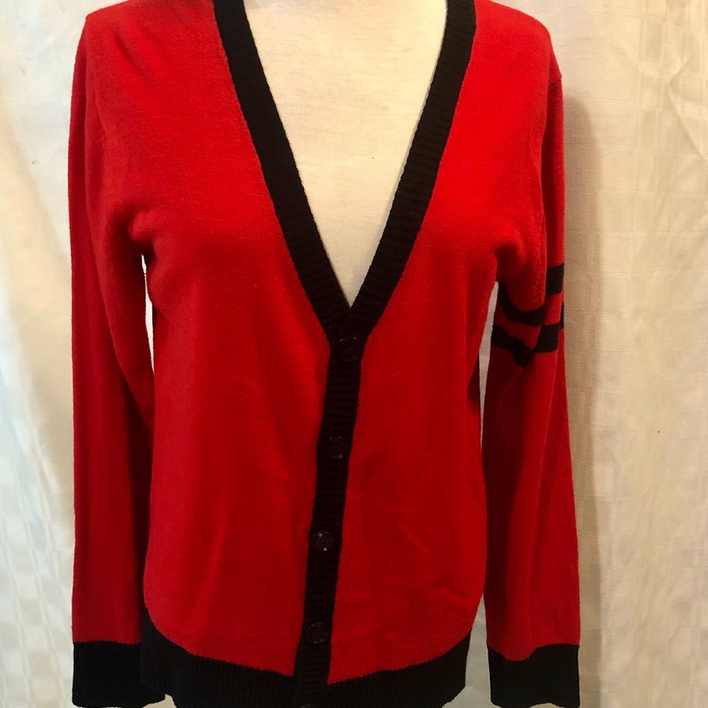 SouthPole Red/Black Button Up Sweater Size S